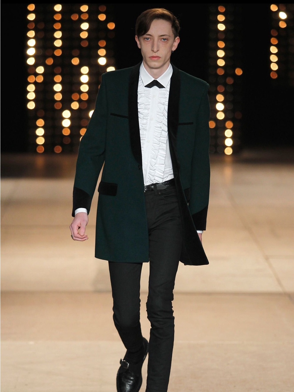 saint laurent paris fw14 runway frill / ruffle dress shirt f36
